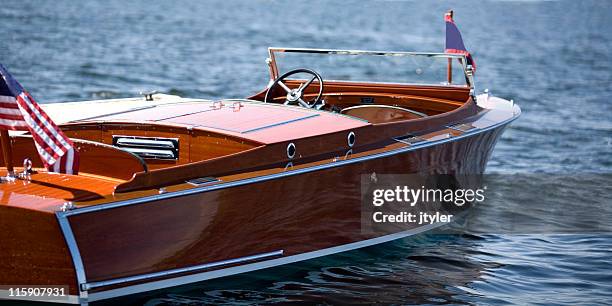 classic boat - wooden boat stock pictures, royalty-free photos & images