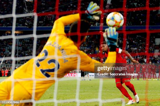 Paulo Gazzaniga of Tottenham Hotspur stopped a penalty of Jerome Boateng of Bayern Munchen during the Audi Cup match between Tottenham Hotspur v...