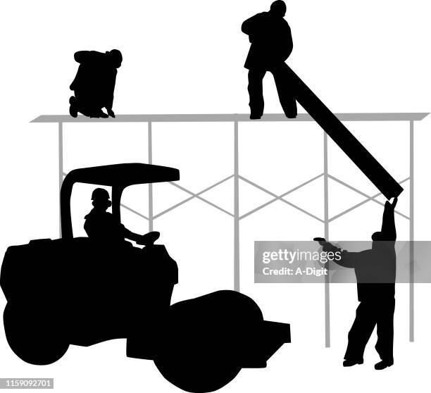 paving scaffolding - construction worker grey stock illustrations