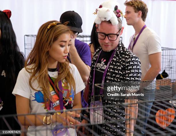 Actors Brenda Song and Macaulay Culkin attend the adoption fair during 2019 CatCon at Pasadena Convention Center on June 29, 2019 in Pasadena,...