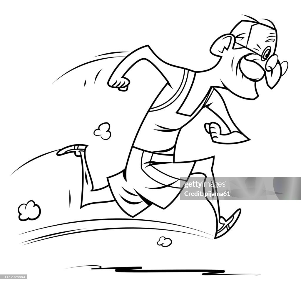 Black And White Old Man Running High-Res Vector Graphic - Getty Images