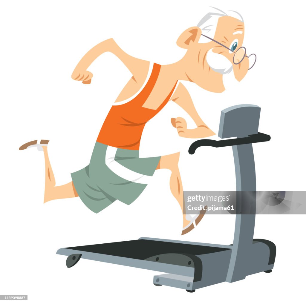 Cartoon Old Man Running
