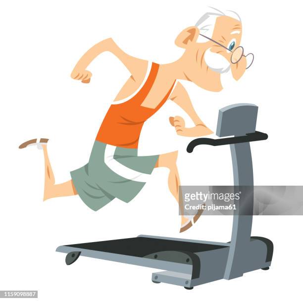老人在跑步機上跑步 - aerobics class 幅插畫檔、美工圖案、卡通及圖標