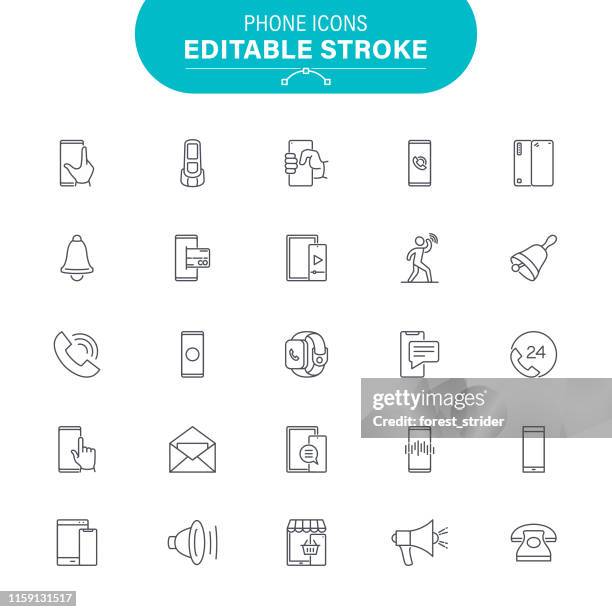 phone line icons - phone line icon stock illustrations