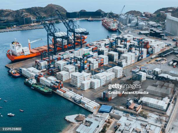 aerial view of santa marta, magdalena, columbia - magdalena department colombia stock pictures, royalty-free photos & images