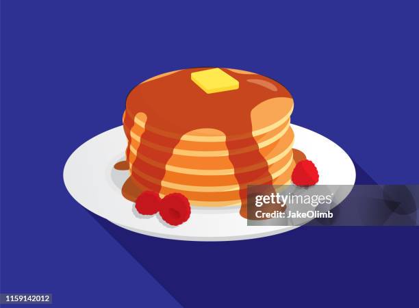 pancakes flat - stack of plates stock illustrations