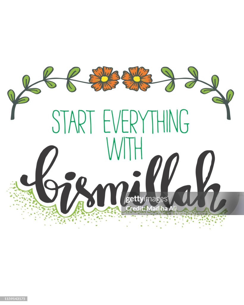 Start everything with Bismillah | 786 | Duaa | Tasbih | Prayer | Dhikr | Typography | Calligraphy