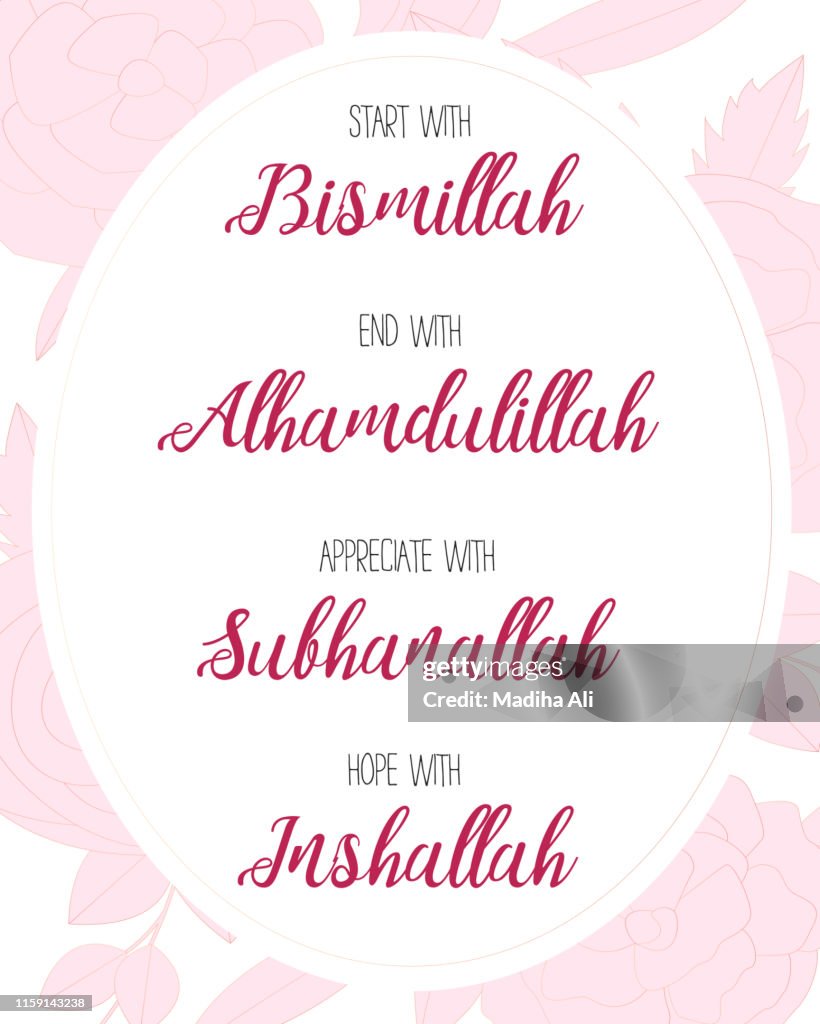 Bismillah, Alhamdulillah, Subhan Allah, InshAllah | Tasbih | Prayer | Dhikr | Typography | Calligraphy