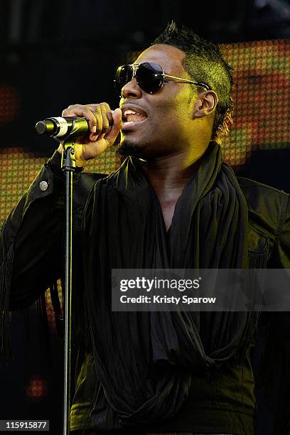 Jessy Matador performs on stage during the 'Nuit Africaine' concert at Stade de France on June 11, 2011 in Paris, France.