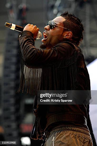 Jessy Matador performs on stage during the 'Nuit Africaine' concert at Stade de France on June 11, 2011 in Paris, France.