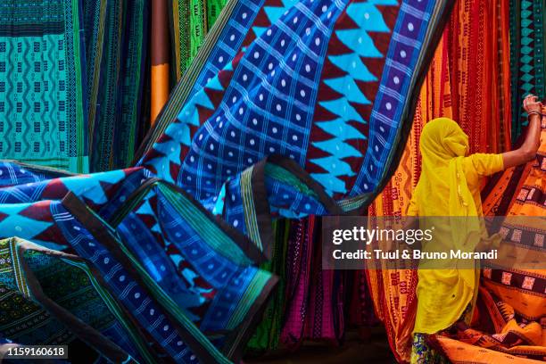india, rajasthan, sari factory - indian textile factory stock pictures, royalty-free photos & images