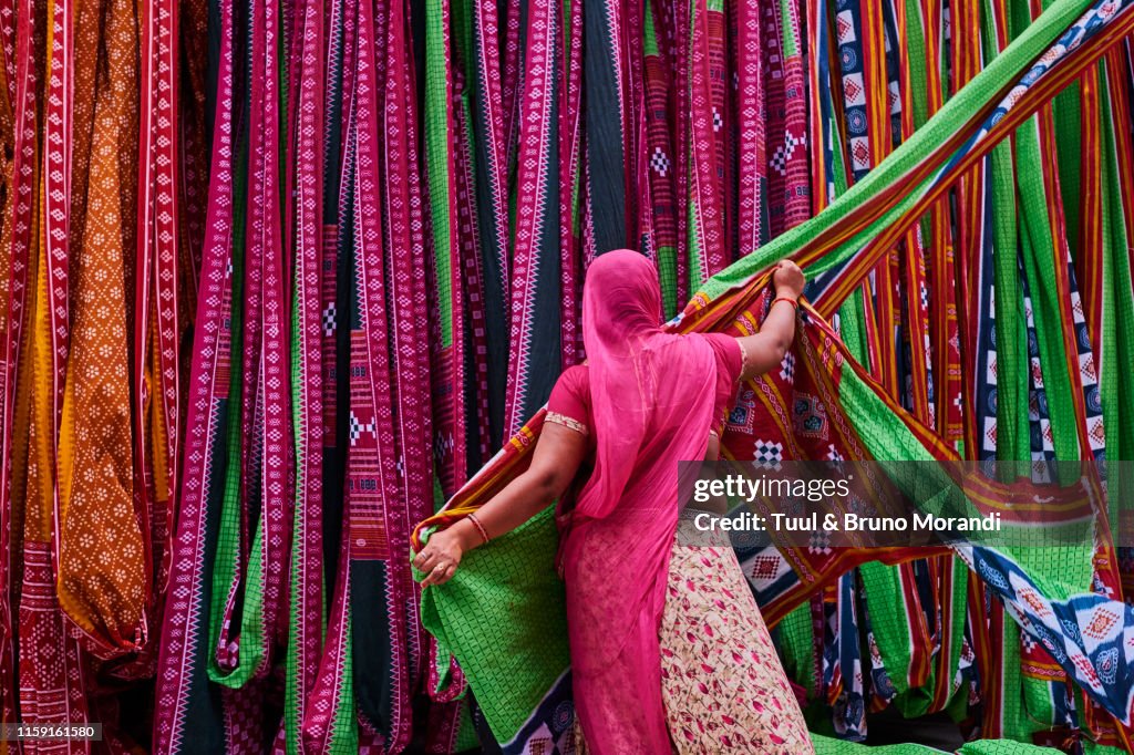 India, Rajasthan, Sari Factory