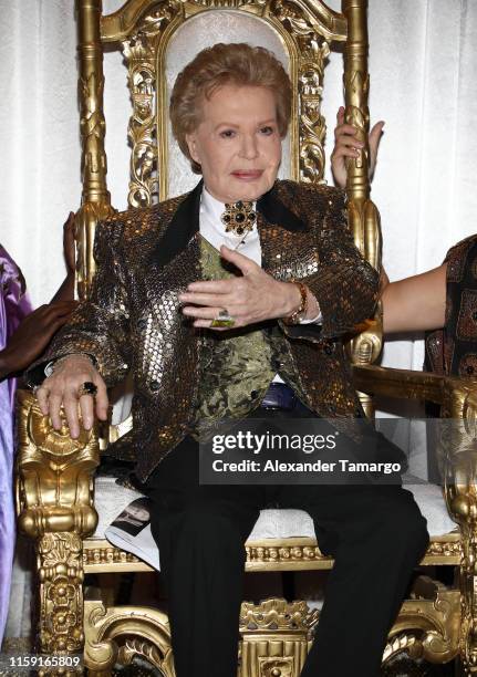 Walter Mercado is seen at the opening of "Mucho, Mucho Amor: 50 Years of Walter Mercado" at HistoryMiami Museum on August 1, 2019 in Miami, Florida.