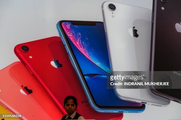 Visitors are seen at the newly launched Apple store in Mumbai on August 2, 2019.