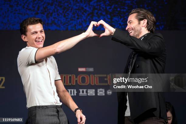 Tom Holland and Jake Gyllenhaal attend 'Fan Fest'; the fan-meeting event of 'Spider-Man: Far From Home' on June 30, 2019 in Seoul, South Korea.
