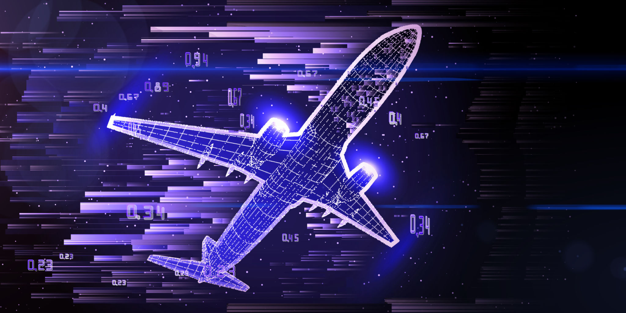 Abstract airliner constructed with glow lines. Big data. Outline wireframe concept. Travel, tourism, transport. Abstract airliner constructed with glow lines. Big data. Outline wireframe concept. Travel, tourism, transport.