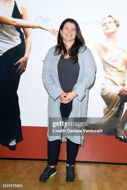 Julia Ormond attends the 65th Taormina Film Fest photocall at Teatro Antico on June 30, 2019 in Taormina, Italy.