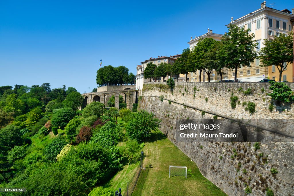 The city walls of Città Alta (Upper town), Bergamo, Italy.