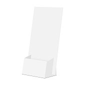 Cardboard flyer holder mock up isolated on white background