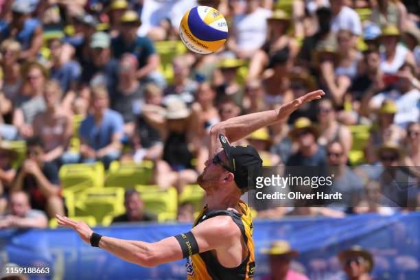Yannick Harms of Germany serves the ball during day three between the match Michal Bryl and Grzegorz Fijalek of Poland and Philipp Arne Bergmann and...