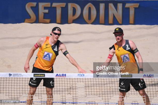 Philipp Arne Bergmann and Yannick Harms of Germany reacts during day three between the match Michal Bryl and Grzegorz Fijalek of Poland and Philipp...