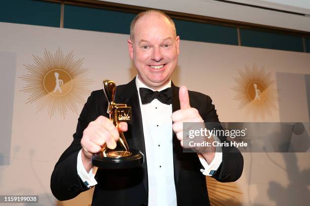 Tom Gleeson poses with the Gold Logie Award for Most Popular Personality during the 61st Annual TV WEEK Logie Awards at The Star Gold Coast on June...