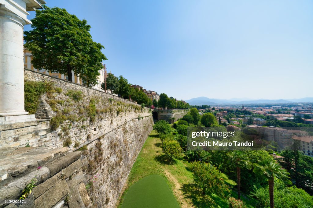 The city walls of Città Alta (Upper town), Bergamo, Italy.