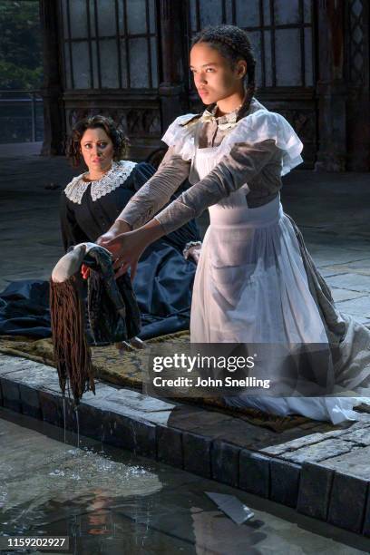 Sophie Bevan as The Governess and Adrianna Forbes-Dorant as Flors perform on stage during the dress rehearsal of Benjamin Britten's "Turn of the...