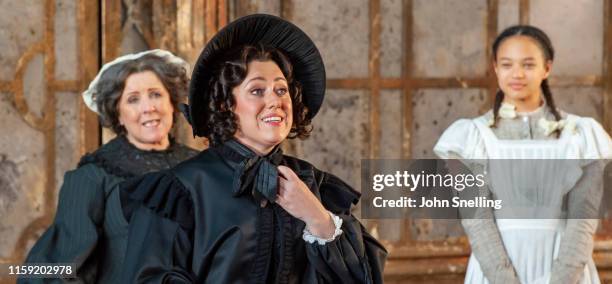 Sophie Bevan as The Governess performs on stage during the dress rehearsal of Benjamin Britten's "Turn of the Screw" at Garsington Opera at Wormsley...