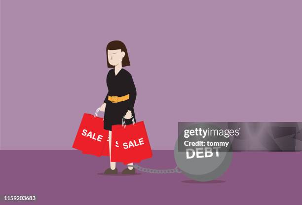 debt from shopping - person-with-headache-and-clip-art stock illustrations
