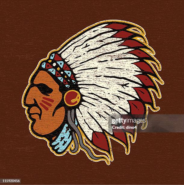 indian joe logo warrior - top of head stock illustrations