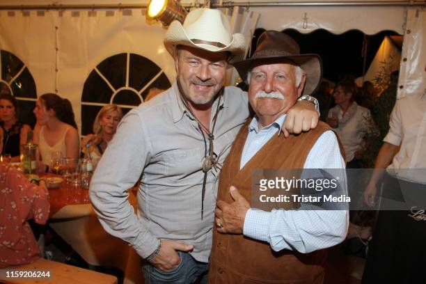 Till Demtroeder and Norbert Schultze Jr. During the premiere of the Karl May Festival on June 29, 2019 in Bad Segeberg, Germany.