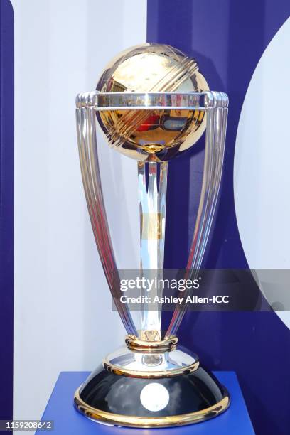 The Cricket World Cup trophy on display at the Birmingham fanzone during the ICC Cricket World Cup 2019 on June 30, 2019 in Birmingham, England.