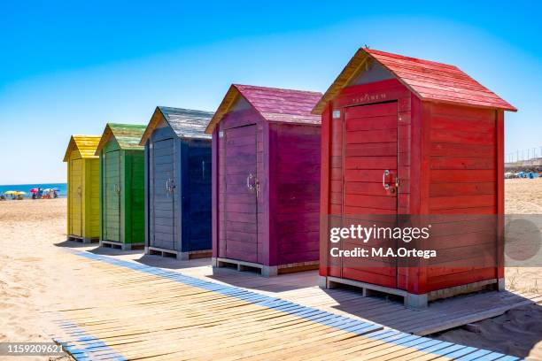four colourful dressing rooms - casetellon de la plana stockfoto's en -beelden