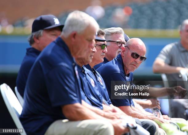 From Detroit Tigers player Kirk Gibson looks on during the 35th Anniversary Celebration of the Detroit Tigers World Series Championships prior to the...