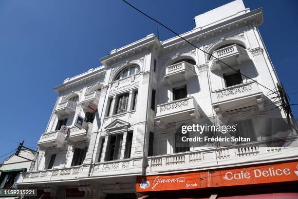 Art deco building and ancient french quarter in Casablanca on June 22, 2019 in Casablanca, Morocco.