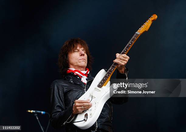 Jeff Beck performs live on the main stage during day three of the Isle of Wight Festival 2011 at Seaclose Park on June 12, 2011 in Newport, Isle of...