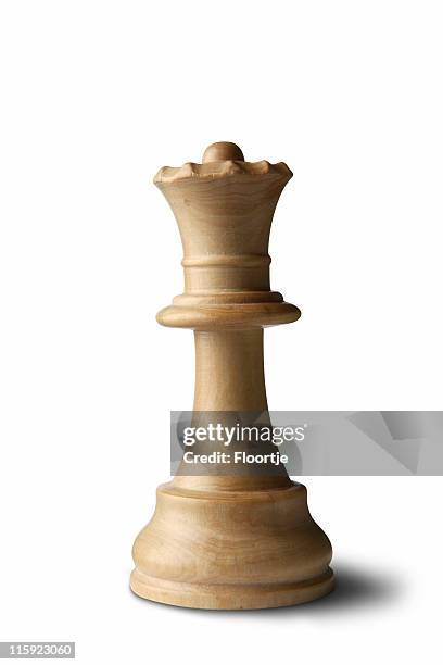 chess: queen (white) isolated on white background - chess stock pictures, royalty-free photos & images