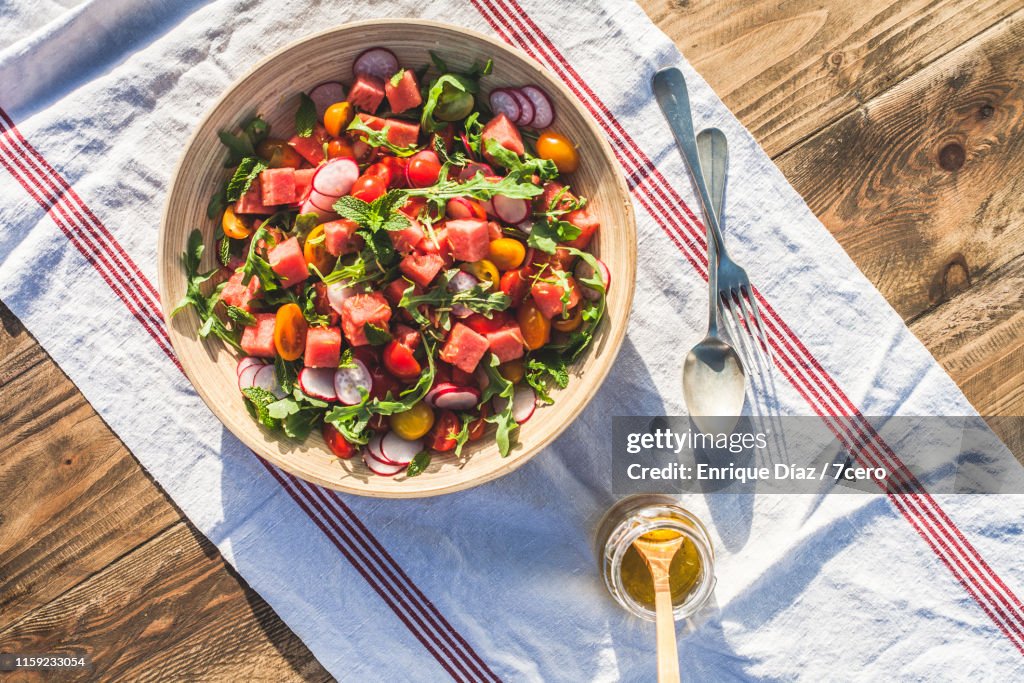 Summer Watermelon Salad at Sunset