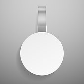 Round wobbler. Retail dangler or advertising priced hanging clear plastic sticker isolated vector white label template