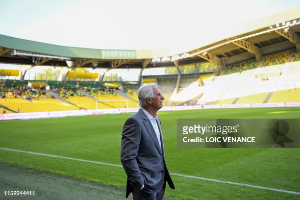 Nantes' Bosnian head coach Vahid Halilhodzic looks on before coaching his last game for FC Nantes, on August 2, 2019 at the Beaujoire Stadium in...