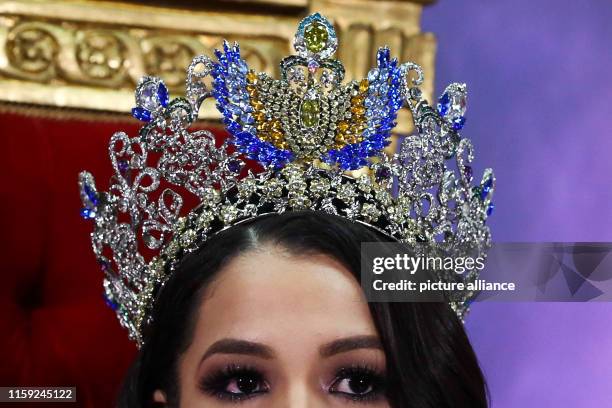 August 2019, Venezuela, Caracas: Thalia Olvino, marketing student from the state of Delta Amacuro, at a press conference after her coronation as Miss...