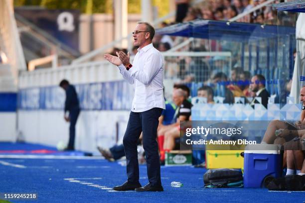 Jean Marc Furlan coach of Auxerre during the Ligue 2 match between Auxerre and Le Mans at Abbe-Deschamp Stadium on August 2, 2019 in Auxerre, France.