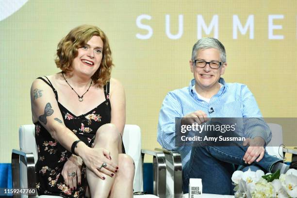 Lilly Wachowski and Abby McEnany of Work In Progress speak during the Showtime segment of the 2019 Summer TCA Press Tour at The Beverly Hilton Hotel...