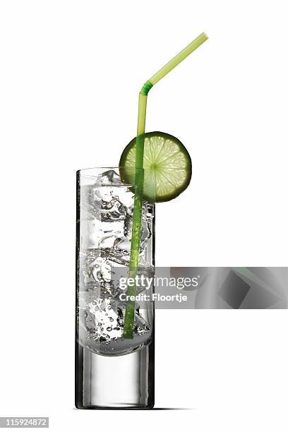 drinks: soda and lime isolated on white background - gin and tonic stock pictures, royalty-free photos & images