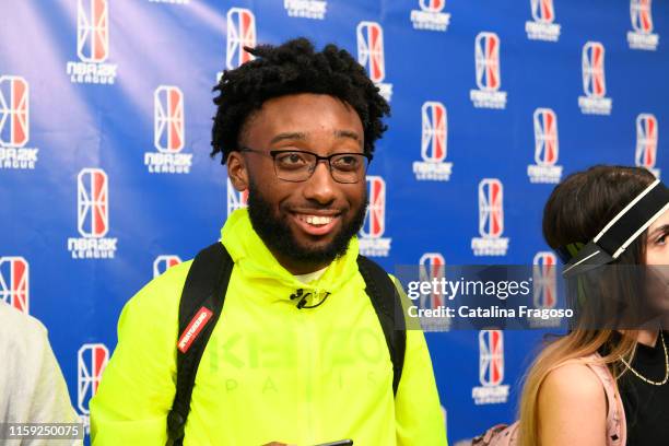 AnnoyingTV of Team Rando looks on before the Celebrity Game of the NBA 2K League on August 2, 2019 at the NBA 2K Studio in Long Island City, New...