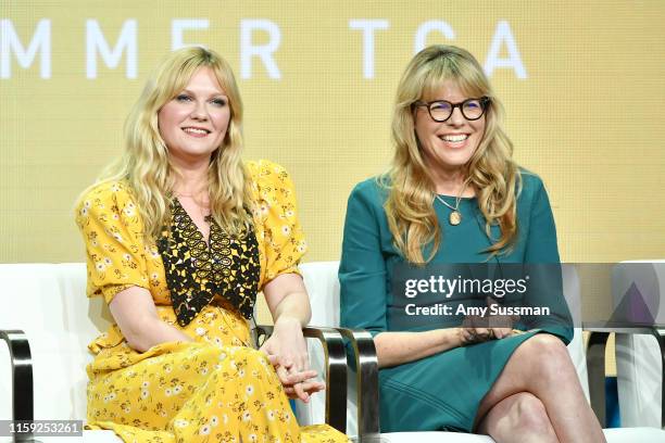 Kirsten Dunst and Esta Spalding of On Becoming a God in Central Florida speak during the Showtime segment of the 2019 Summer TCA Press Tour at The...