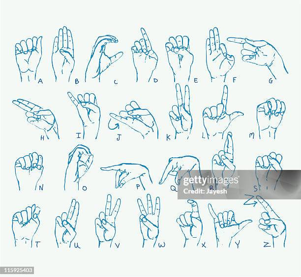 amerikanische gebärdensprache alphabet - american sign language stock-grafiken, -clipart, -cartoons und -symbole