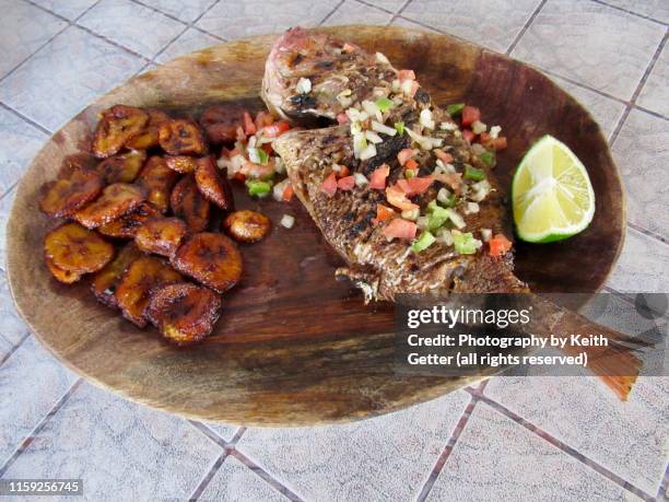 road trip snapshot: grilled fish in dakar senegal - senegal meal stock-fotos und bilder