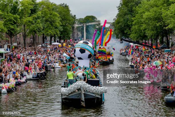Gay Pride Amsterdam 2019 during the Gay Pride Amsterdam 2019 at the City Center Amsterdam on August 3, 2019 in Amsterdam Netherlands